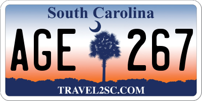 SC license plate AGE267