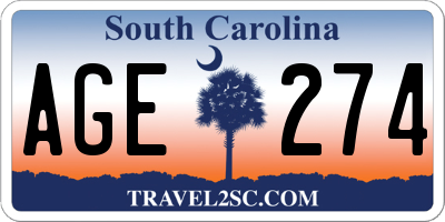 SC license plate AGE274
