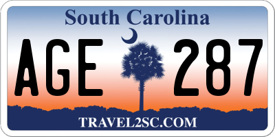 SC license plate AGE287