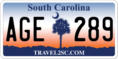 SC license plate AGE289