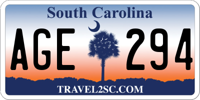 SC license plate AGE294