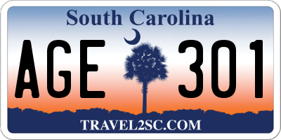 SC license plate AGE301