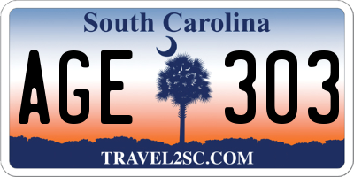 SC license plate AGE303