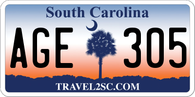 SC license plate AGE305