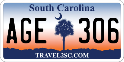 SC license plate AGE306