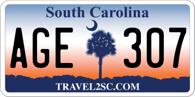 SC license plate AGE307