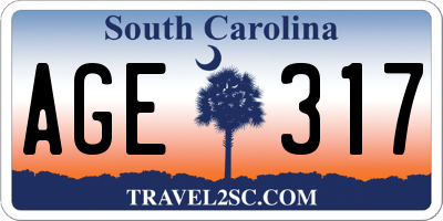 SC license plate AGE317