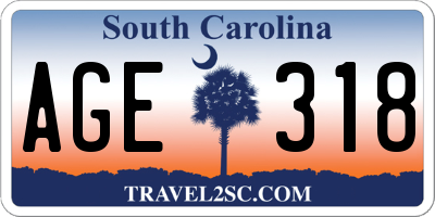 SC license plate AGE318