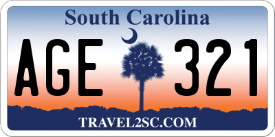 SC license plate AGE321