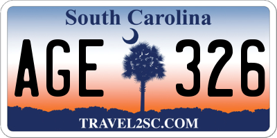 SC license plate AGE326
