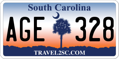 SC license plate AGE328