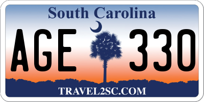 SC license plate AGE330