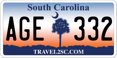 SC license plate AGE332