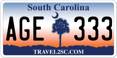 SC license plate AGE333
