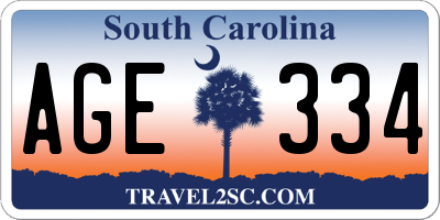 SC license plate AGE334