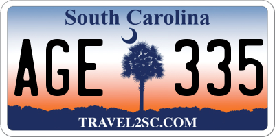 SC license plate AGE335