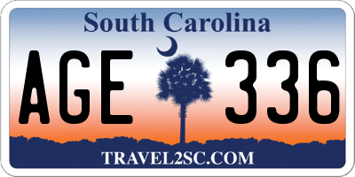 SC license plate AGE336
