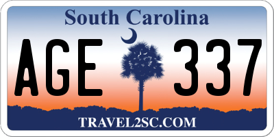 SC license plate AGE337