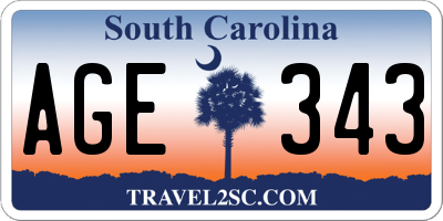SC license plate AGE343