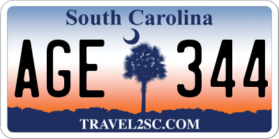 SC license plate AGE344