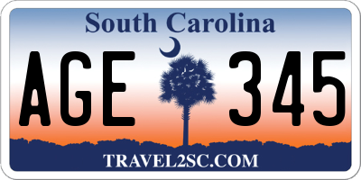 SC license plate AGE345