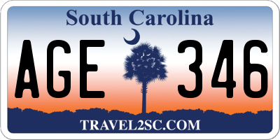 SC license plate AGE346