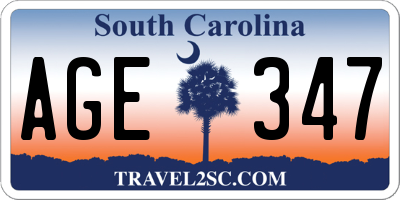 SC license plate AGE347