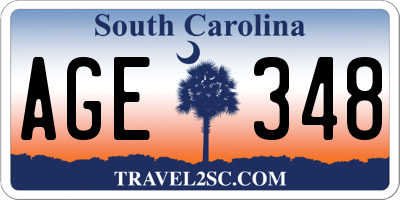 SC license plate AGE348