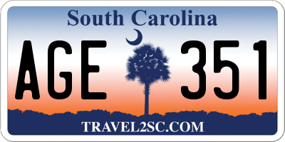 SC license plate AGE351