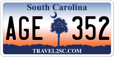 SC license plate AGE352