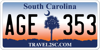 SC license plate AGE353