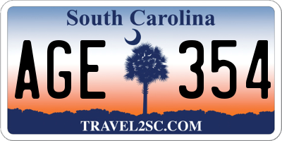 SC license plate AGE354