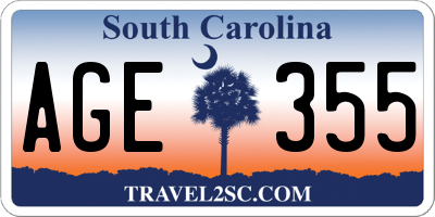 SC license plate AGE355