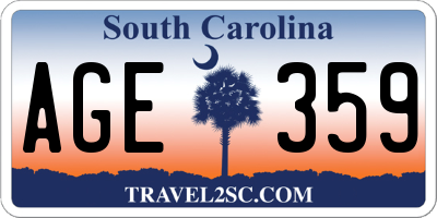SC license plate AGE359