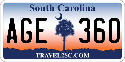 SC license plate AGE360