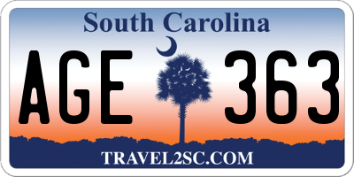 SC license plate AGE363