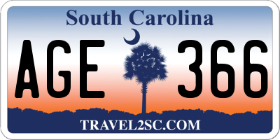 SC license plate AGE366