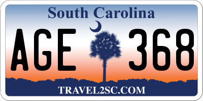 SC license plate AGE368