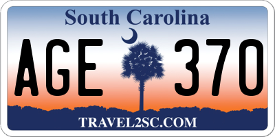 SC license plate AGE370