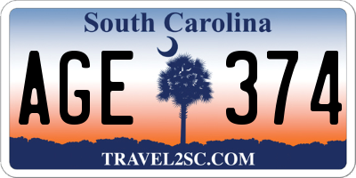 SC license plate AGE374