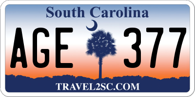 SC license plate AGE377
