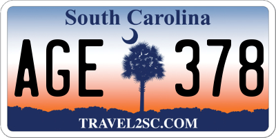 SC license plate AGE378