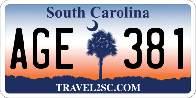 SC license plate AGE381