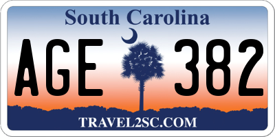 SC license plate AGE382