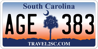 SC license plate AGE383