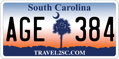 SC license plate AGE384