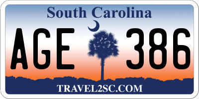 SC license plate AGE386