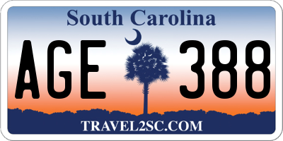 SC license plate AGE388