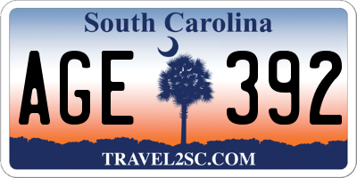 SC license plate AGE392