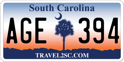 SC license plate AGE394